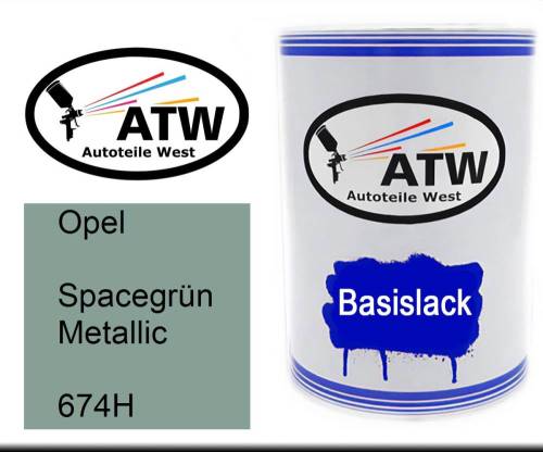 Opel, Spacegrün Metallic, 674H: 500ml Lackdose, von ATW Autoteile West.